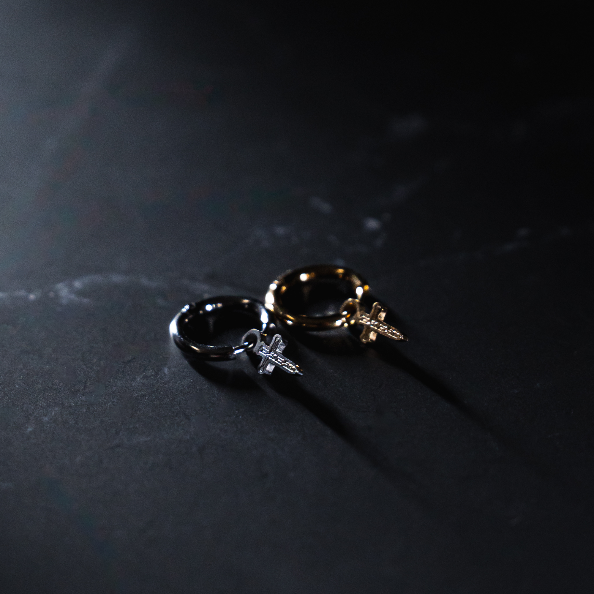 Mens Dagger Dangle Earrings - Mens Gold Dangle Earrings - By Twistedpendant