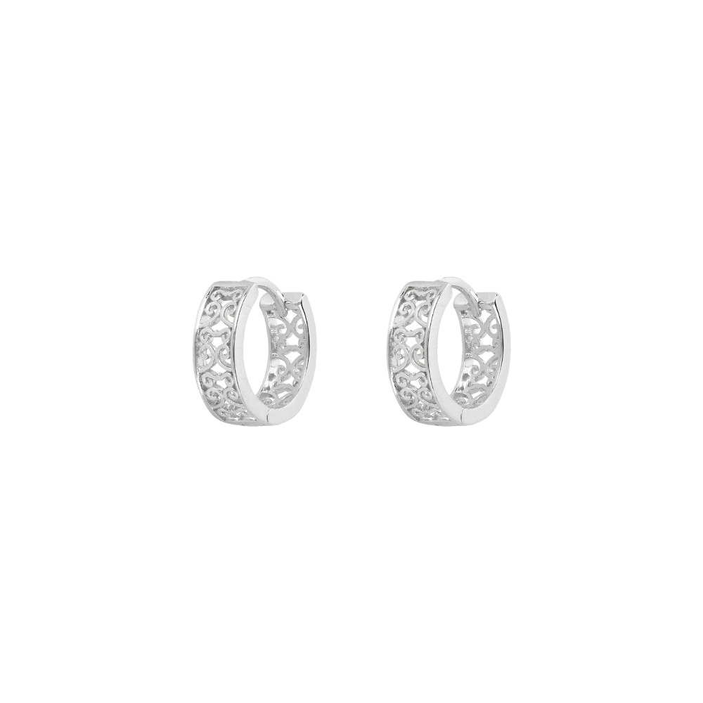 Vintage Silver Patterned Hoop Earrings - Mens Earrings By Twistedpendant