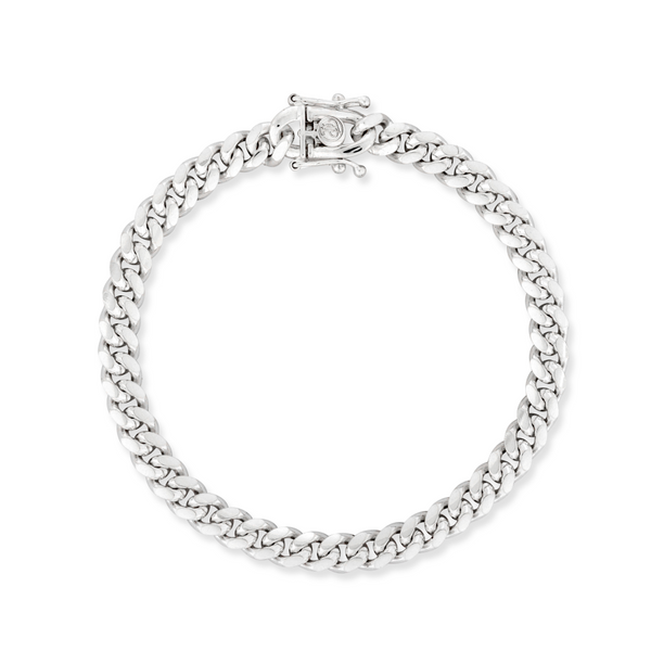 Mens Bracelet, Solid Silver Miami Chain Bracelet - By Twistedpendant