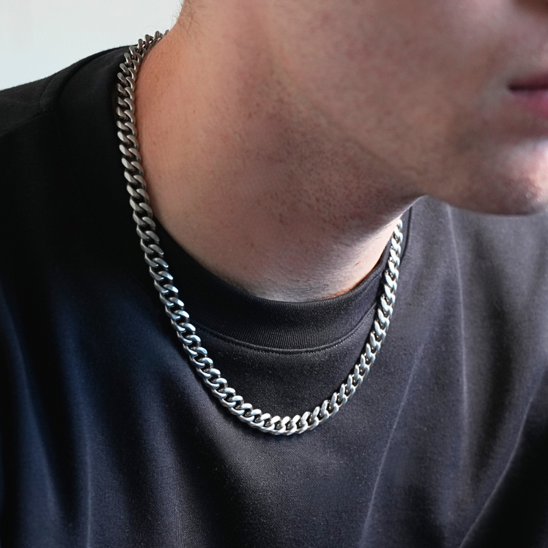 Thick Silver Matte Cuban Chain (8MM) - Mens Necklace By Twistedpendant