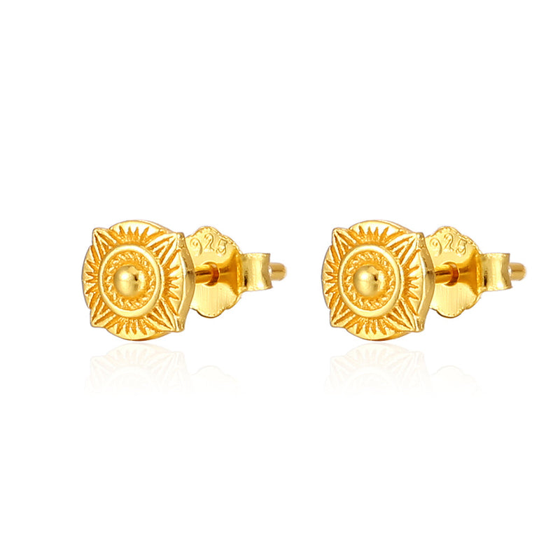 Gold Compass Stud Earring - Mens Gold Earrings -  By Twistedpendant