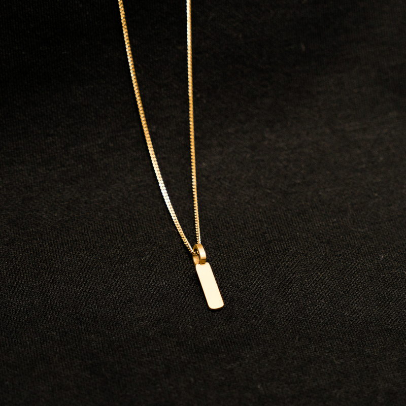 Gold Matte Bar Pendant Necklace - Gold Necklace For Men By Twistedpendant