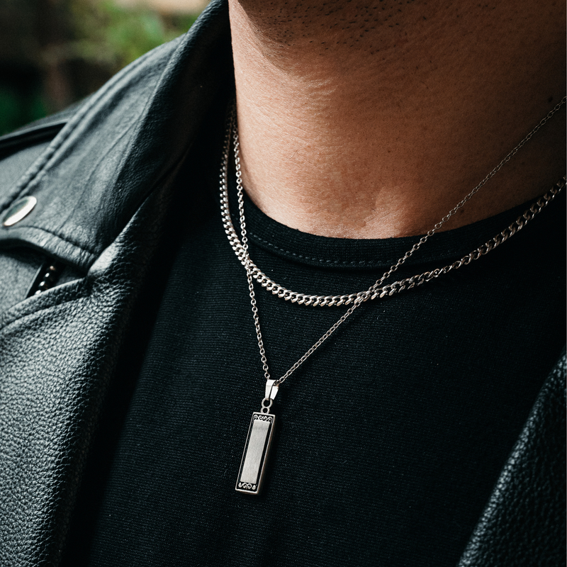 Silver Monolith Pendant - Mens Silver Necklaces - By Twistedpendant