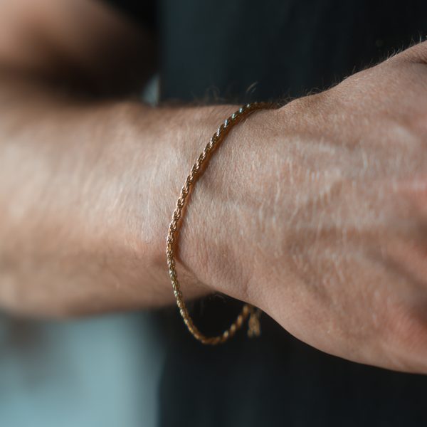 Men's Rope Bracelet (2.5mm) - 18K Gold Bracelet For Men | Twistedpendant
