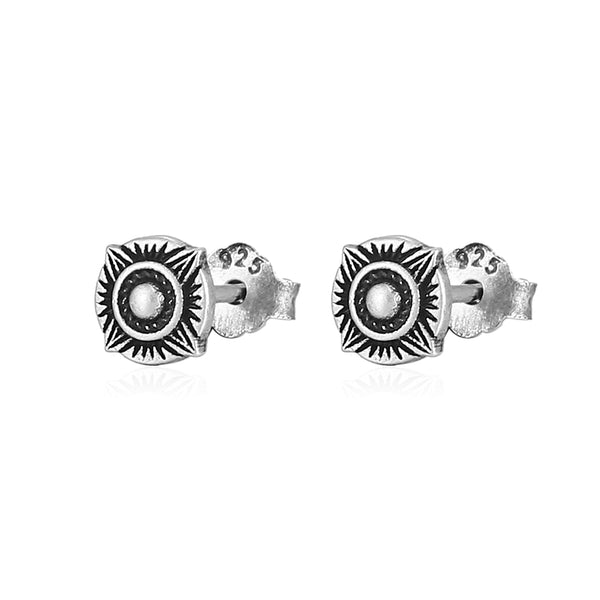 Silver Compass Stud Earring - Mens Silver Earrings -  By Twistedpendant