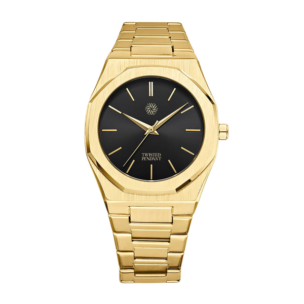 Mens Gold & Black Watch - Steel Watches For Men - By Twistedpendant