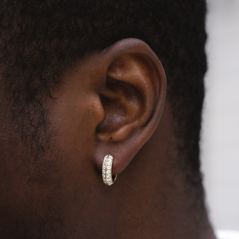 Gold Moissanite Diamond Hoop Earrings | Mens Earrings - Twistedpendant