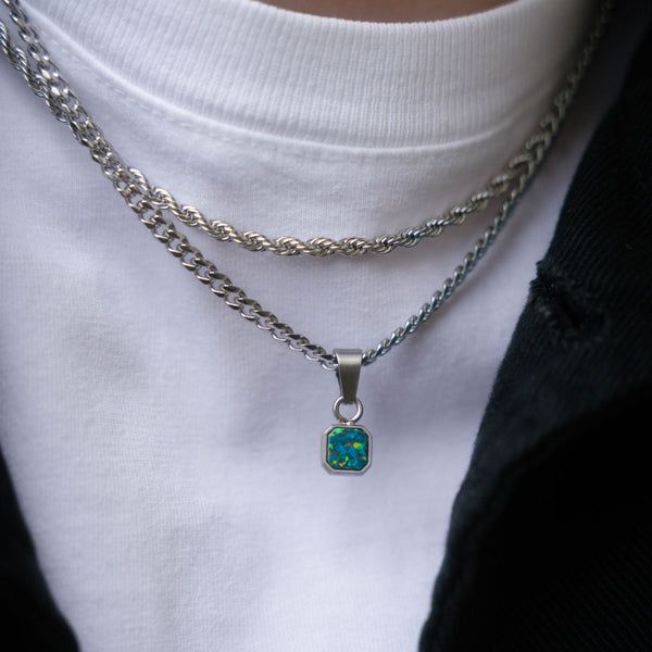 Mini Opal Pendant | Green Opal Necklace For Men - By Twistedpendant