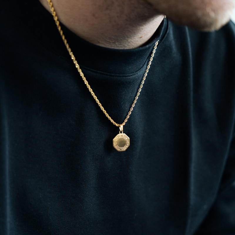 Men's Gold Octagon Pendant - Men's Small Necklace | Twistedpendant