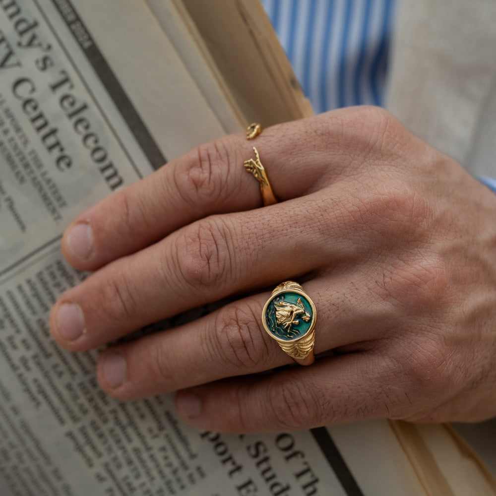 St Christopher Ring (Blue Silver) | Men's Signet Ring