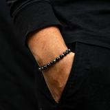Silver Onyx Beaded Bracelet Chain (6MM) - Men's Bead Bracelet | Twistedpendant