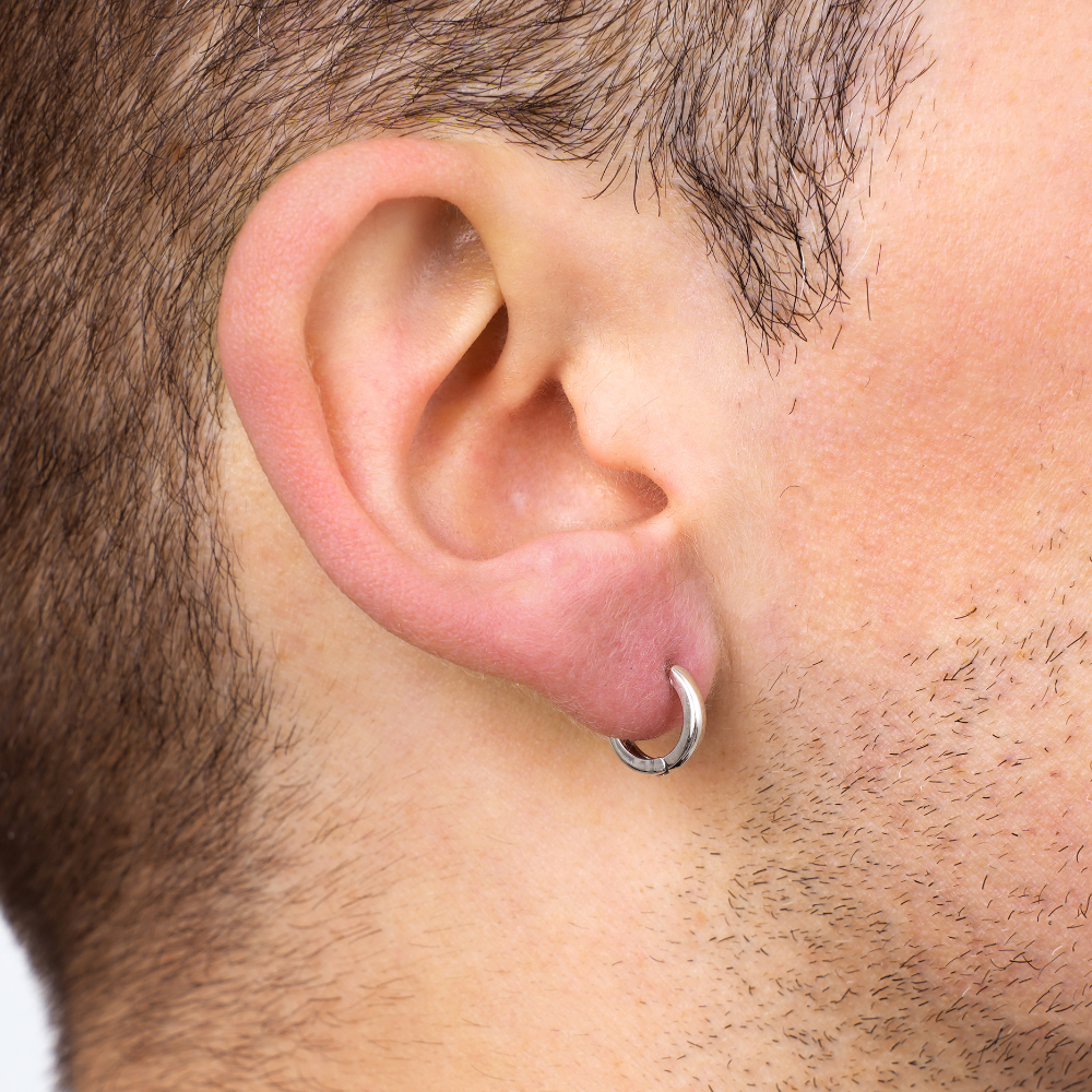 Mens sterling 2025 silver earrings hoop
