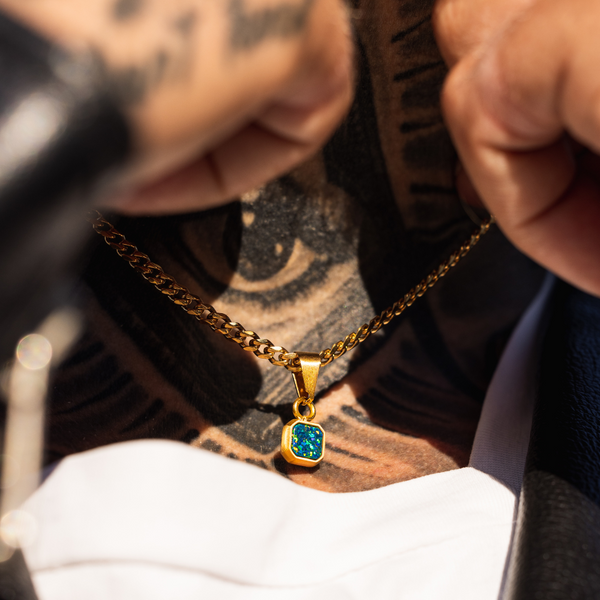 Mini Opal Pendant | Gold Opal Necklace For Men - By Twistedpendant