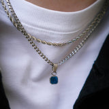 Mini Lapis Lazuli Pendant | Silver Necklace For Men - By Twistedpendant