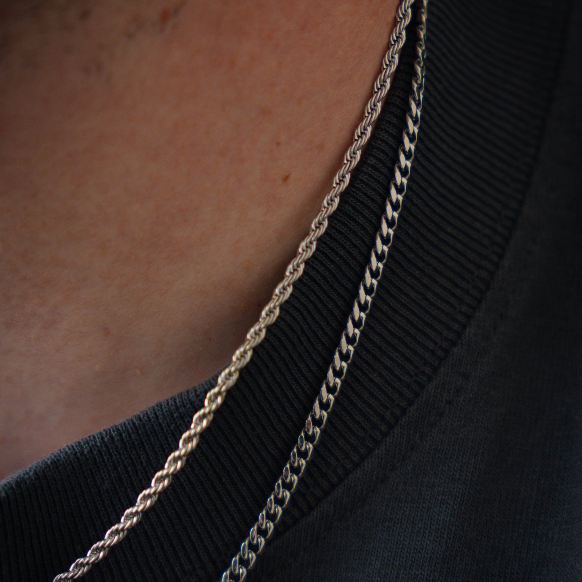 Silver Rope Chain Necklace - Mens Necklace Chain | By Twistedpendant