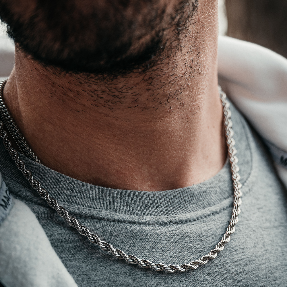 Silver Twisted Rope Chain 5MM Mens Necklace Twistedpendant