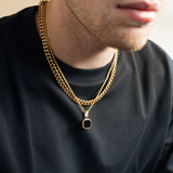 18K Gold Onyx Pendant Necklace - Mens Jewellery Gift Set By Twistedpendant