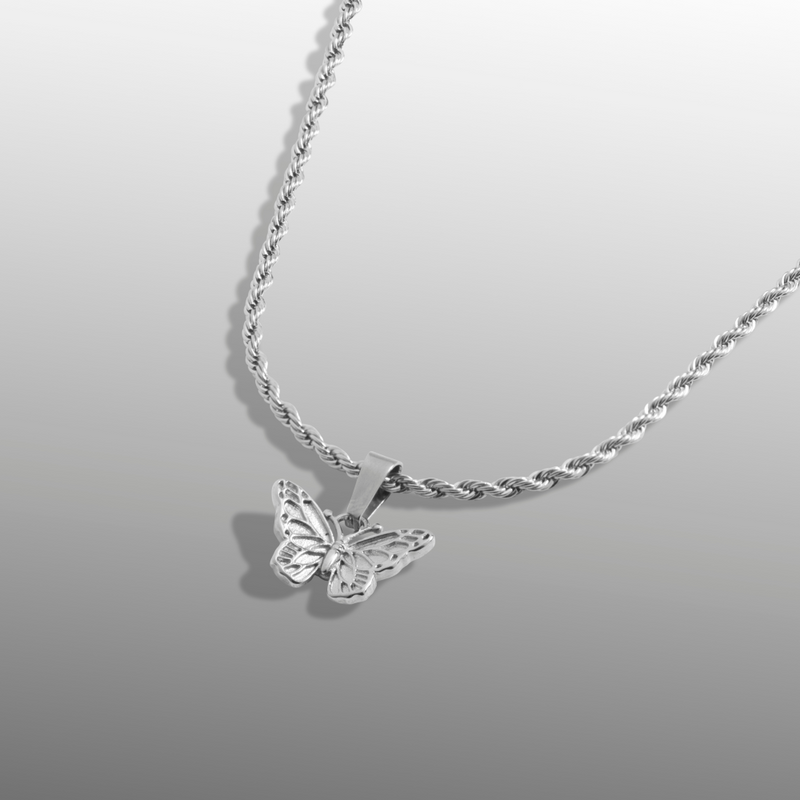 Silver Butterfly Pendant Necklace - Silver Necklace For Men By Twistedpendant