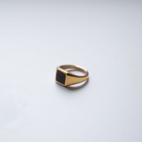 Mens Rings - Gold Square Onyx Signet Pinky Ring - By Twistedpendant