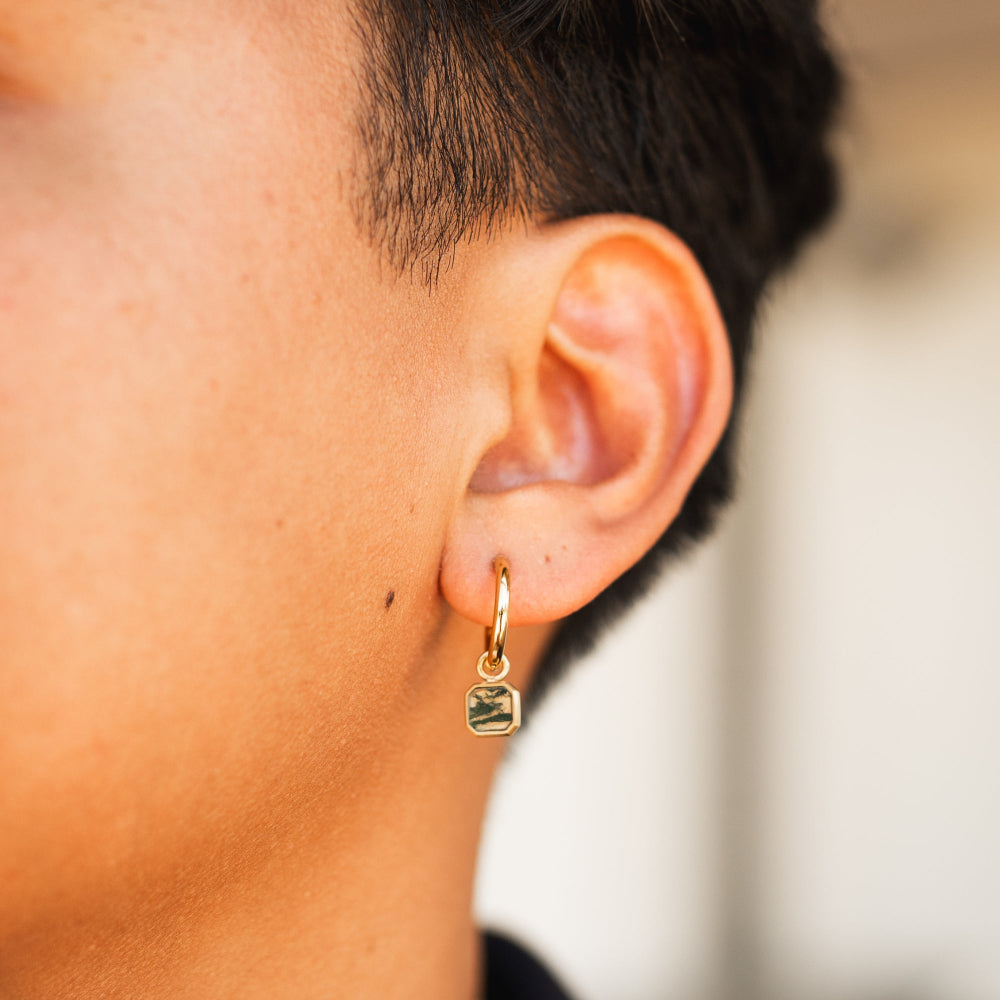 Moss Agate Dangle (Gold)