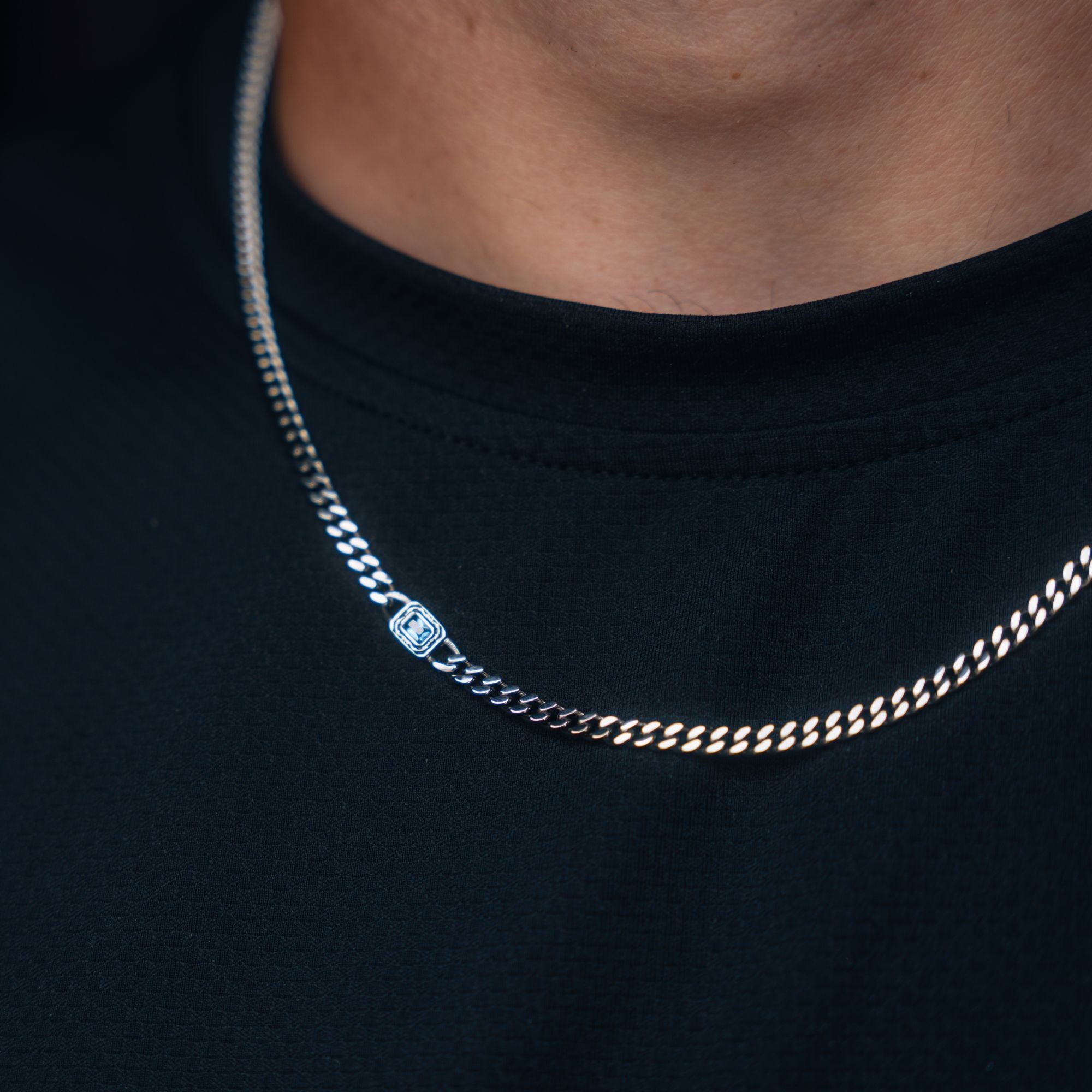 Sapphire Cuban Chain (4MM) - Silver