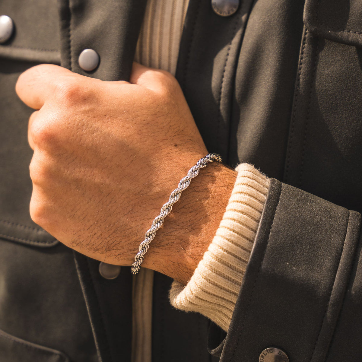 Silver Rope Stack Bracelet