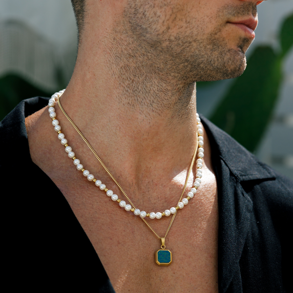 Buy the Matte Artistic Stone Mens Beaded Necklace | JaeBee Jewelry