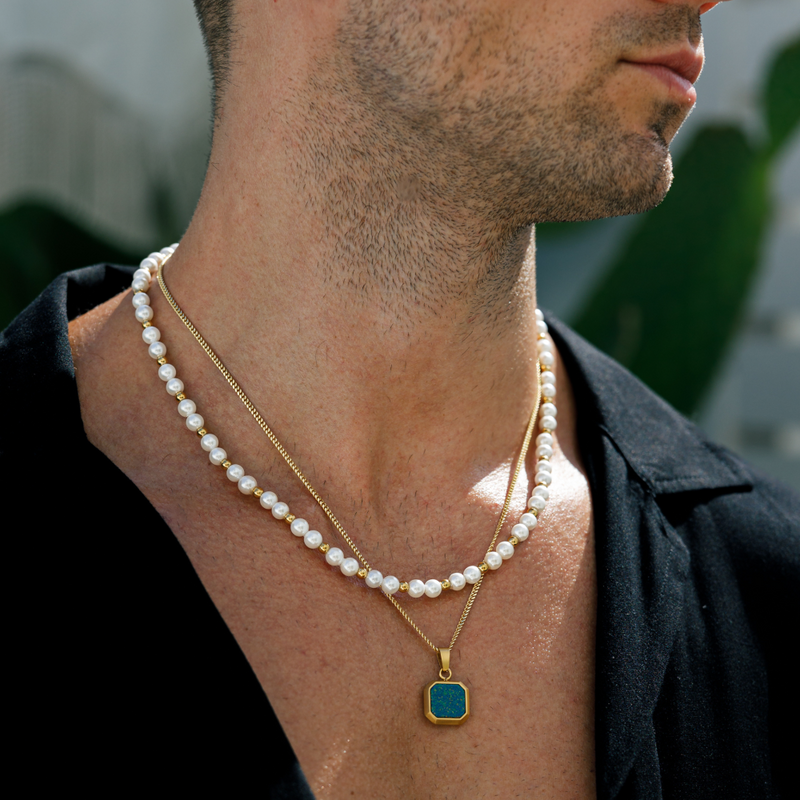 Gold Opal Pendant Necklace For Men | Twistedpendant