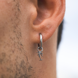 Silver Palm Tree Dangle Earring - Men's Silver Earring By Twistedpendant