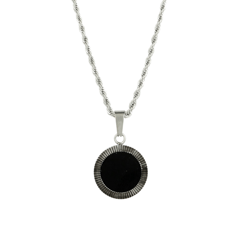 Vintage Silver Spiral Onyx Necklace - Men's Necklace | Twistedpendant
