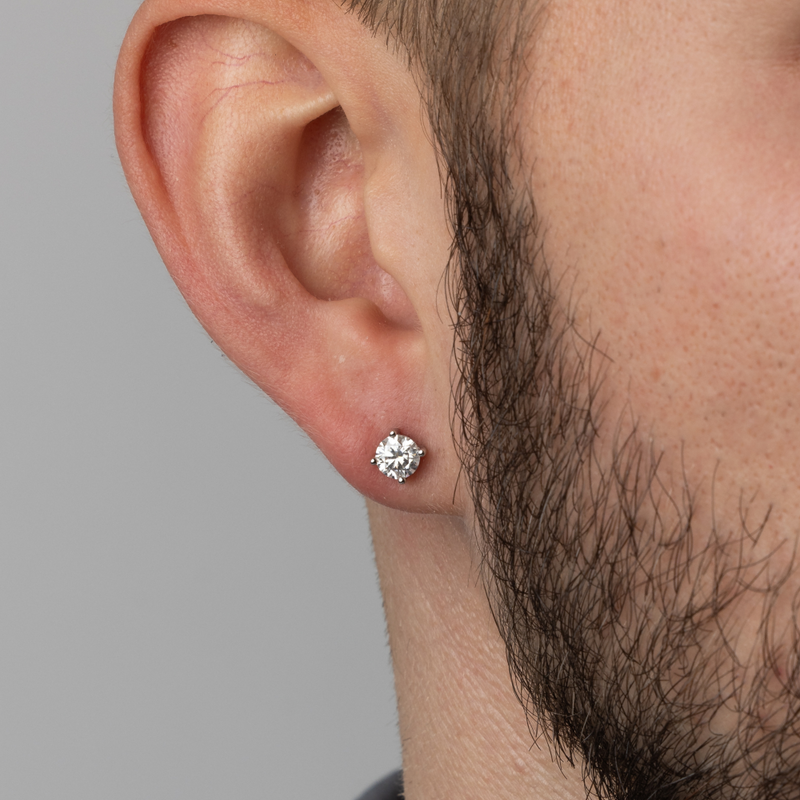 Silver Moissanite Diamond Stud Earrings - VVS1 Studs | By Twistedpendant