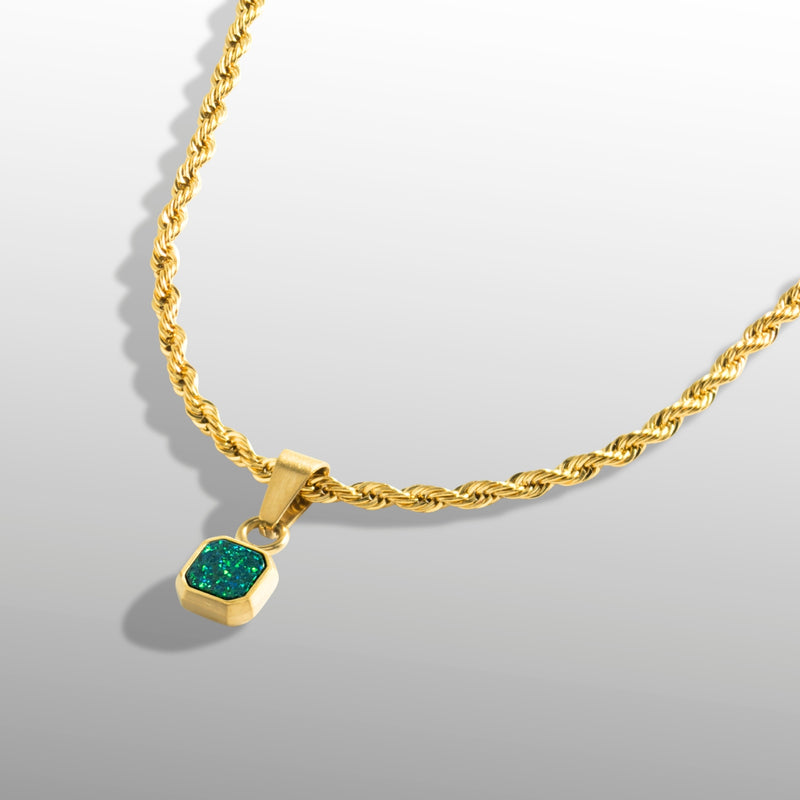 Mini Opal Pendant | Gold Opal Necklace For Men - By Twistedpendant