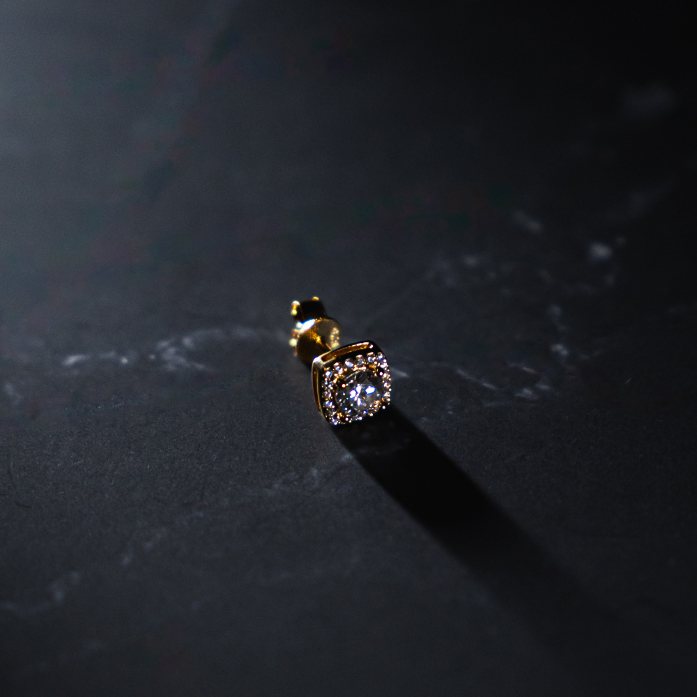 Mens Earrings - Silver Moissanite Diamond Stud Earring For Men
