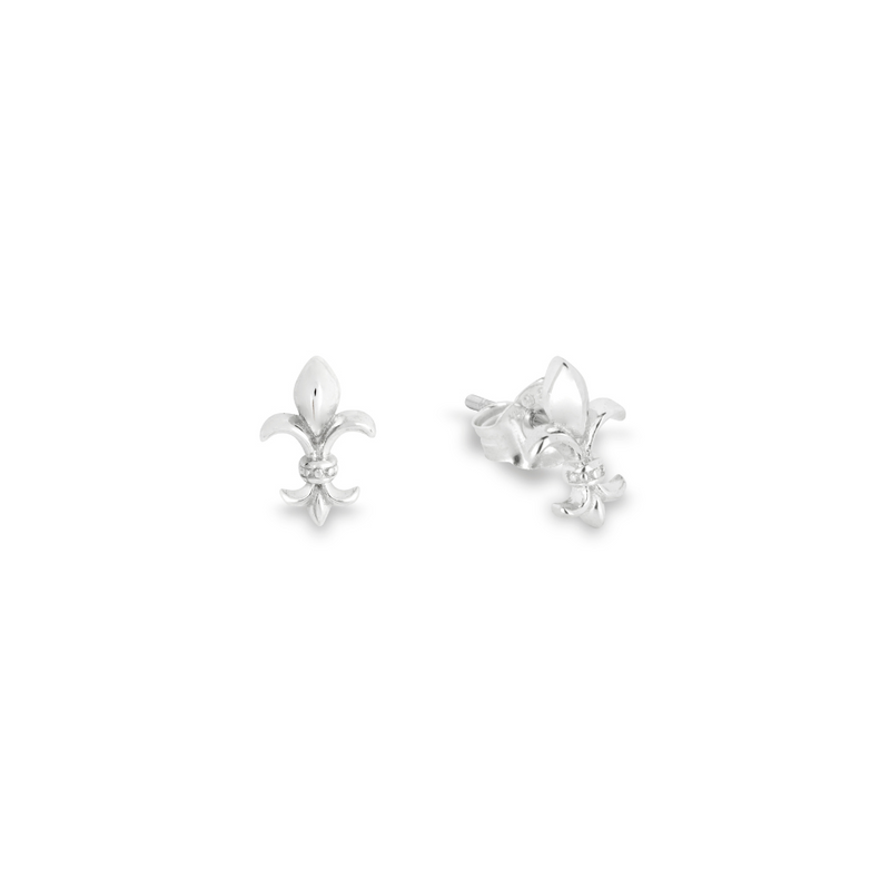 Silver Fleur Stud Earring - Mens Silver Earrings -  By Twistedpendant