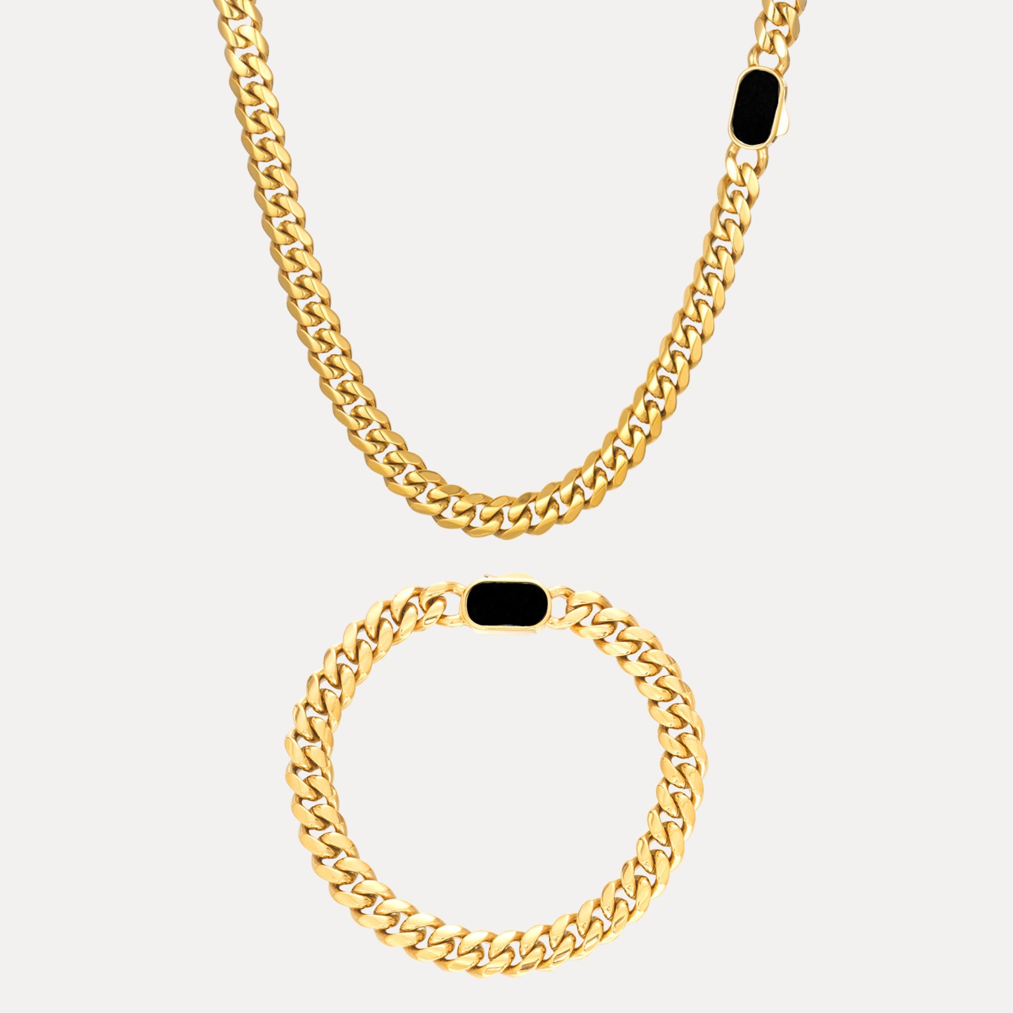 Onyx Cuban Set (8MM) - Gold
