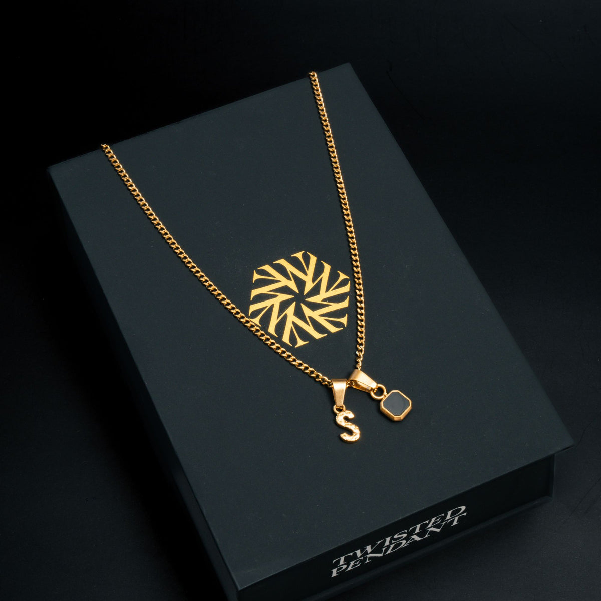 Initial X Onyx Set - Gold