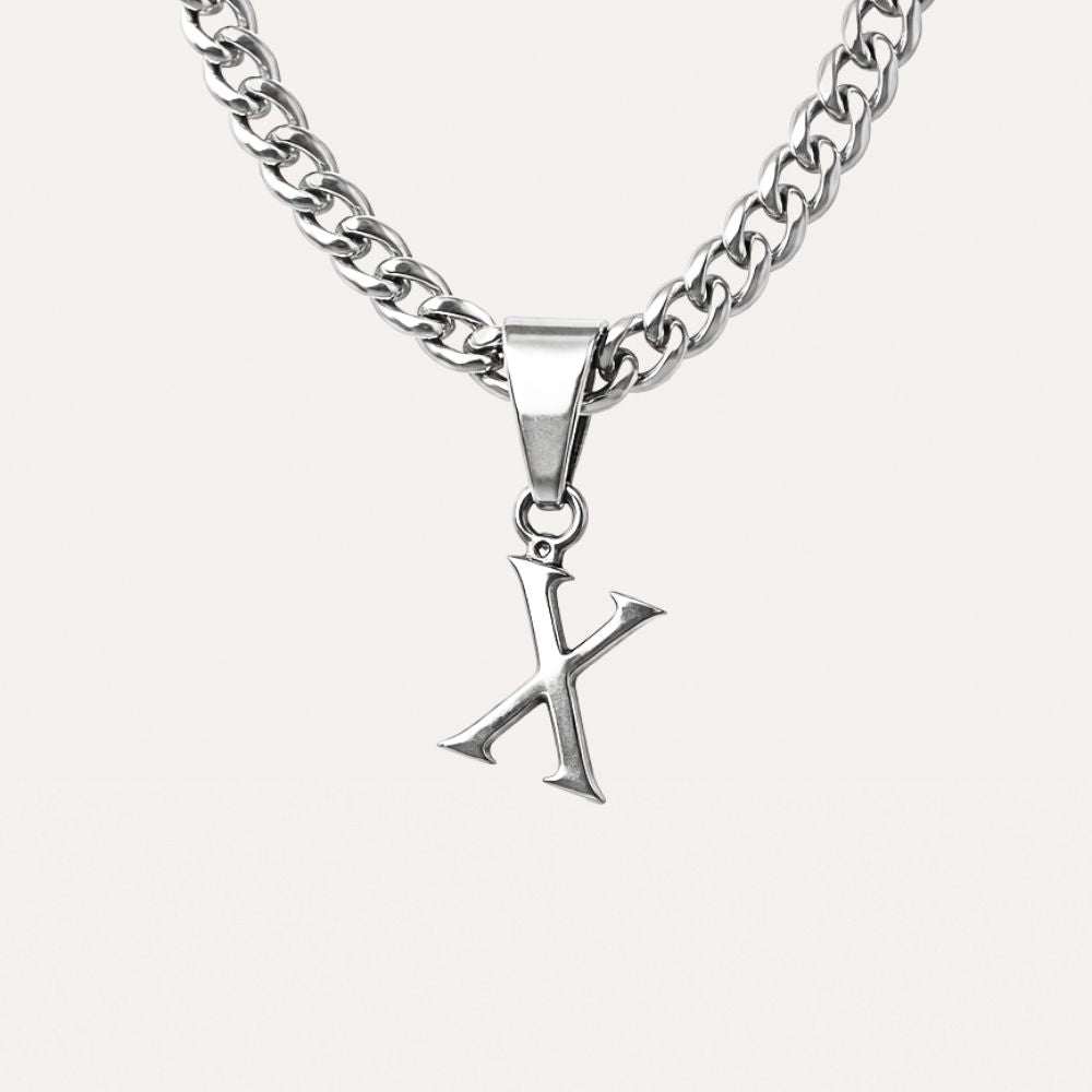Mini Initial with Cuban Chain - Silver