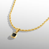 Mini Gold Onyx Pendant | Onyx Necklace For Men - By Twistedpendant