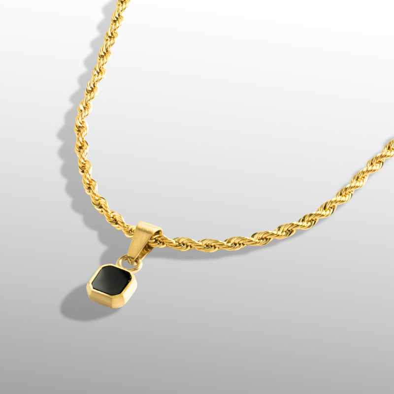 Mini Gold Onyx Pendant | Onyx Necklace For Men - By Twistedpendant