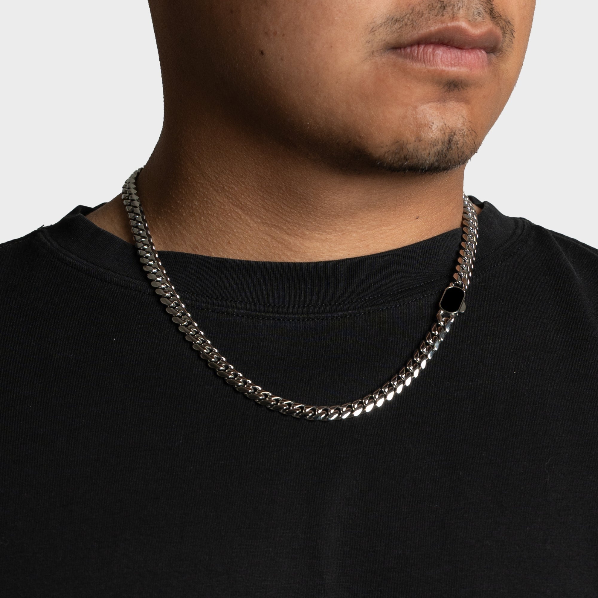 Onyx Cuban Set (8MM) - Silver