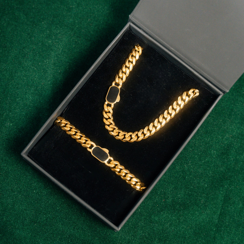 Onyx Cuban Set (8MM) - Gold