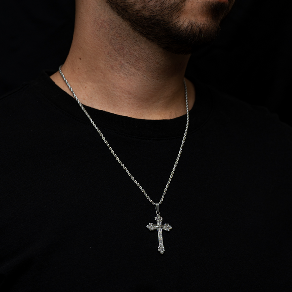 Vintage Silver Cross Pendant - Men's Silver Necklace | Twistedpendant