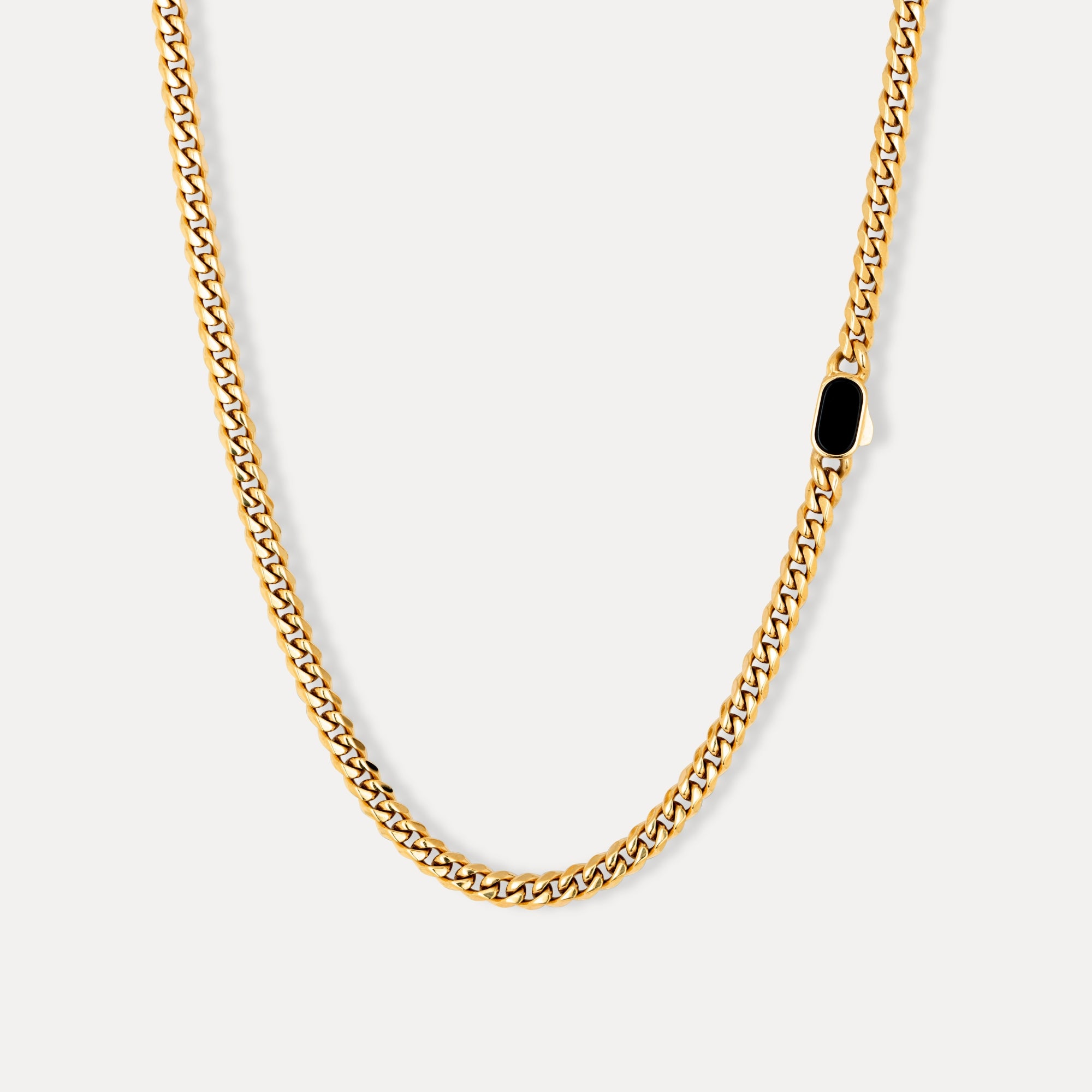 Mens Onyx Cuban Chain (5MM) - Gold Mens Necklace Chains | Twistedpendant