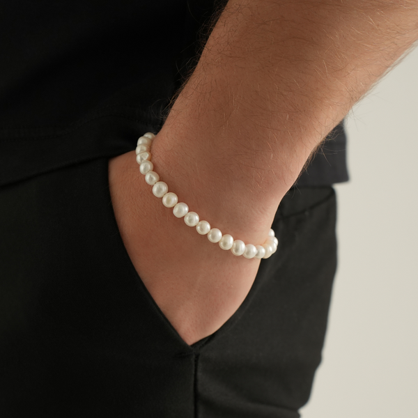 Freshwater Pearl Bracelet Chain (6MM) - Men's Pearl Bracelet | Twistedpendant