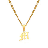 Gold Old English Initial Necklace - Mens Initial Pendant By Twistedpendant