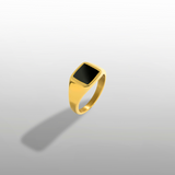 Mens Rings - Gold Square Onyx Signet Pinky Ring - By Twistedpendant