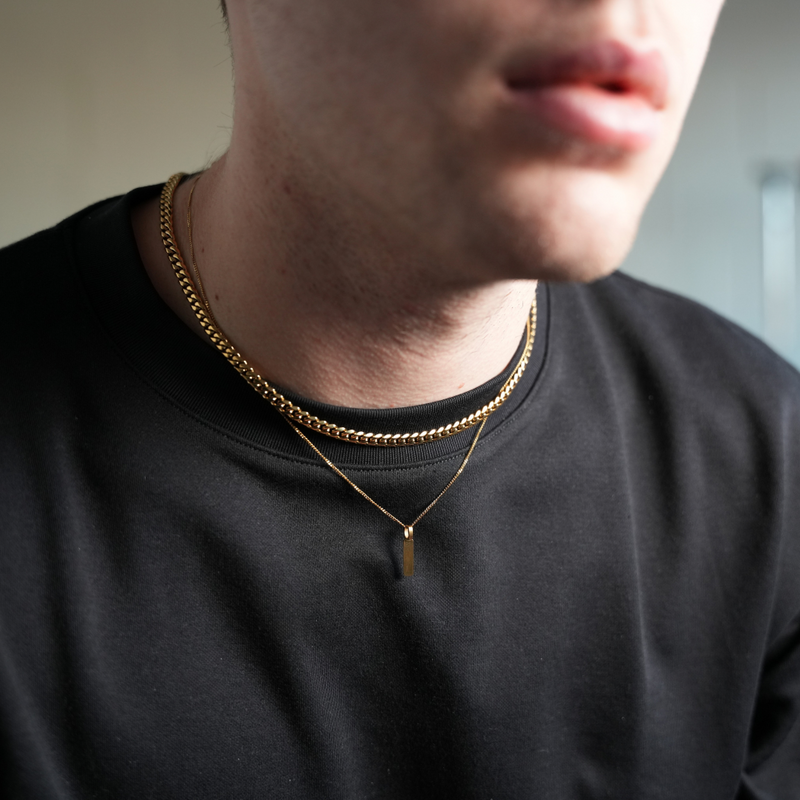 Gold Matte Bar Pendant Necklace - Gold Necklace For Men By Twistedpendant