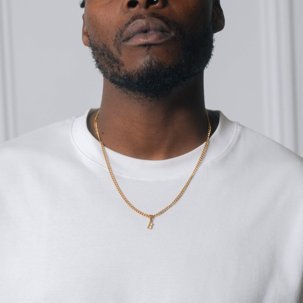 Gold Initial Necklace For Men - By Twistedpendant