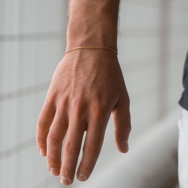 Thin Gold Box Chain (1MM) For Men - Mens Bracelets | Twistedpendant