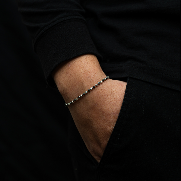 Moon Bead Silver Bracelet - Mens Silver Bracelets | By Twistedpendant